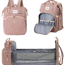 Barmøya 2-in-1 Wickelrucksack mit Ablage rosa