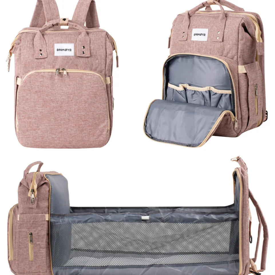 Barmøya 2-in-1 Wickelrucksack mit Ablage rosa