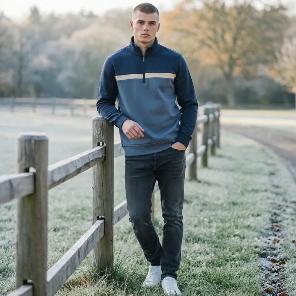 Ben Sherman Blue Two Tone Zip Herren Sweatshirt 1981080945