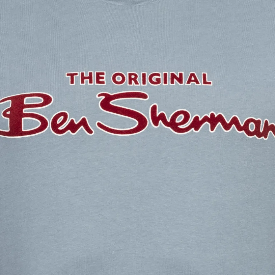 BEN SHERMAN Flocked Logo Herren T-Shirt 0076268-PETROL