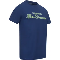 BEN SHERMAN Flocked Logo Herren T-Shirt 0076268-TWILIGHTDENIM