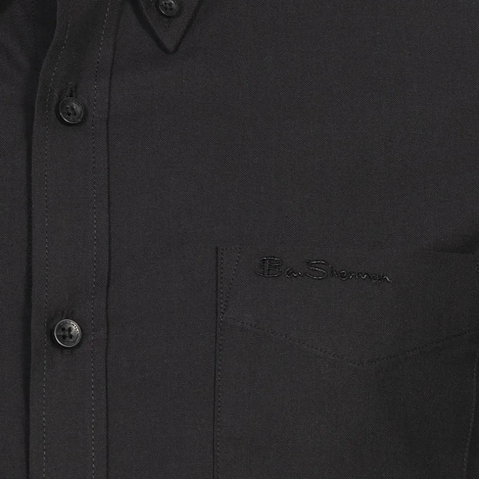 BEN SHERMAN Oxford Herren Langarm Hemd 0077857-BARELYBLACK