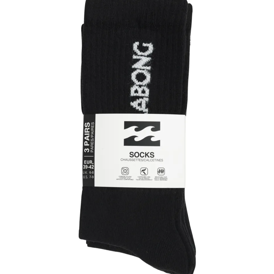 Billabong Unisex Crew Tennis Socken 3 Paar schwarz BG-02 CREW