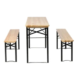 BIXENTE Bierzeltgarnitur 170 cm klappbar inkl. Schirmhalterung 3-tlg. Set