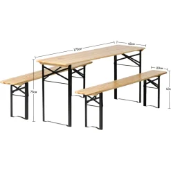 BIXENTE Bierzeltgarnitur 170 cm klappbar inkl. Schirmhalterung 3-tlg. Set