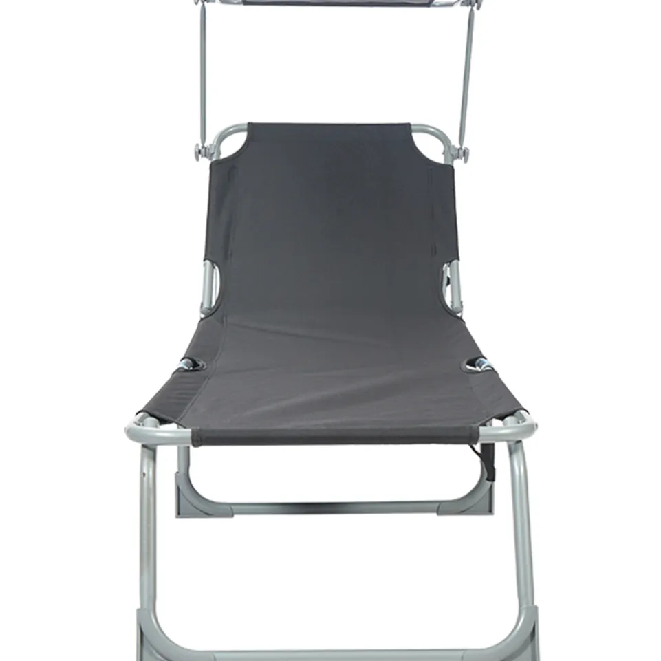 BIXENTE klappbare Gartenliege mit Sonnenschutz 188 cm 2er-Set schwarz