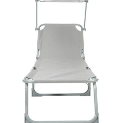 BIXENTE klappbare Gartenliege mit Sonnenschutz 188 cm 2er-Set grau
