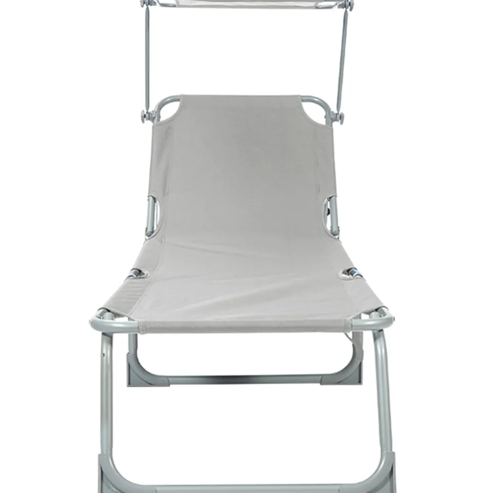 BIXENTE klappbare Gartenliege mit Sonnenschutz 188 cm 2er-Set grau