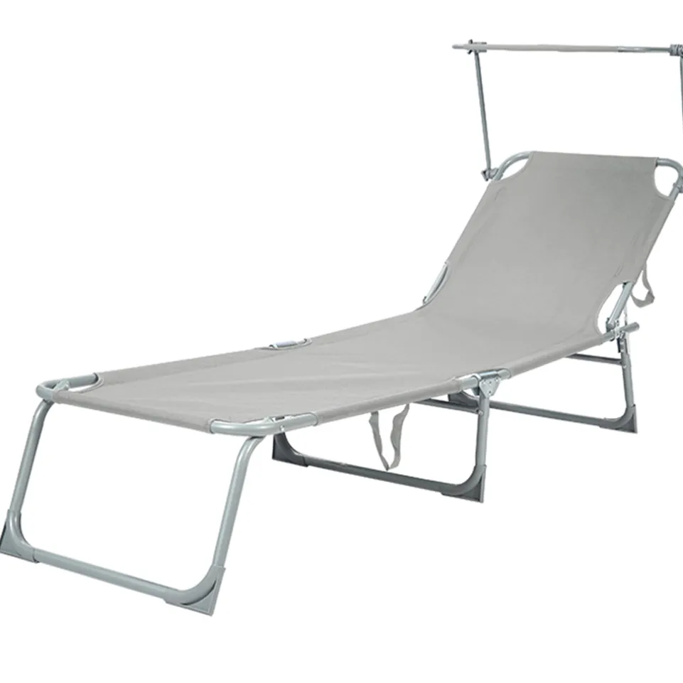 BIXENTE klappbare Gartenliege mit Sonnenschutz 188 cm 2er-Set grau