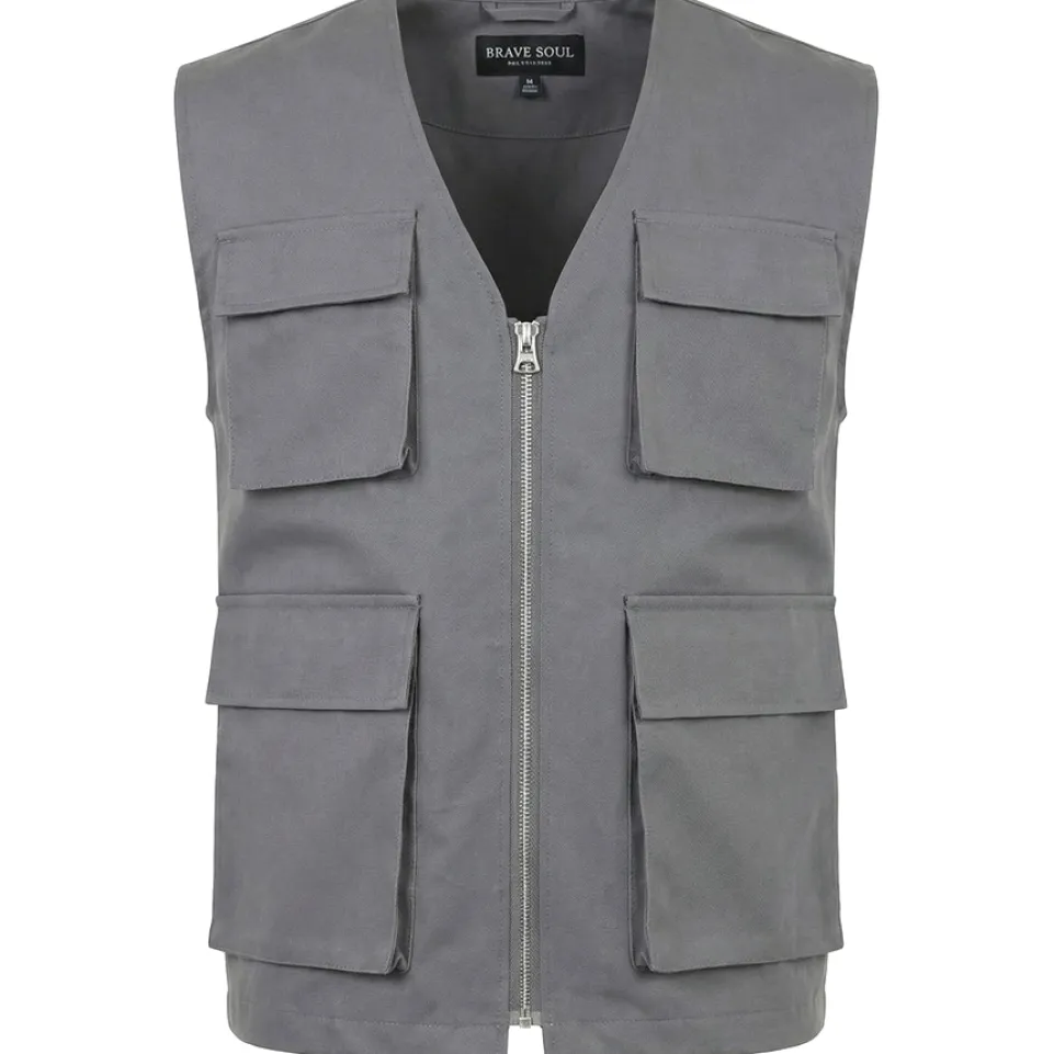 BRAVE SOUL® Radar Utility Herren Cargo Weste MJK-RADAR-1