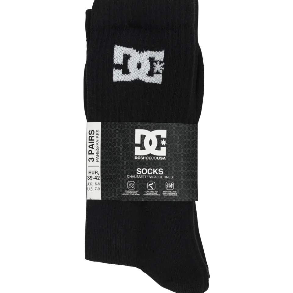 DC Shoes Sport Crew Unisex Socken 3 Paar schwarz DC-02 CREW