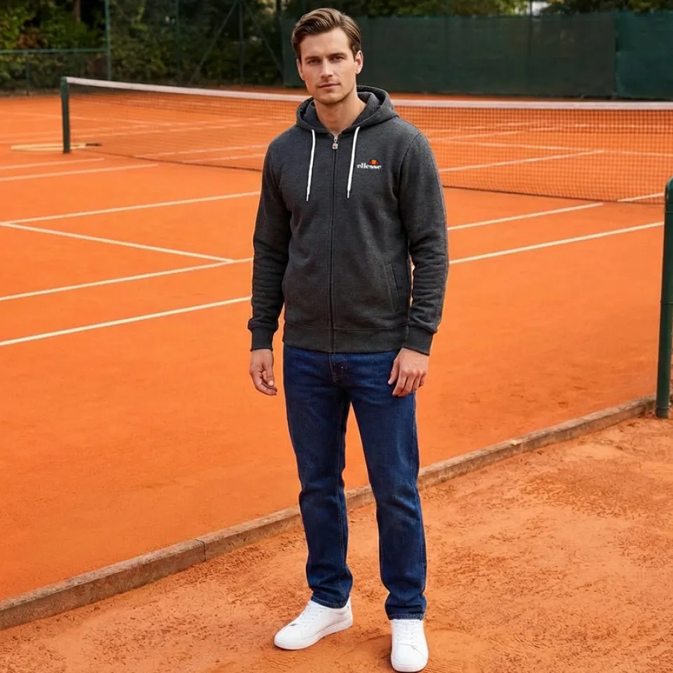 ellesse Klemerio Full Zip Herren Kapuzen Sweatjacke SOP23857-Dk Grey