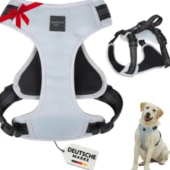 FAVVITY PET gepolstertes reflektierendes Anti-Zug Hundegeschirr grau