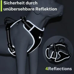 FAVVITY PET gepolstertes reflektierendes Anti-Zug Hundegeschirr schwarz