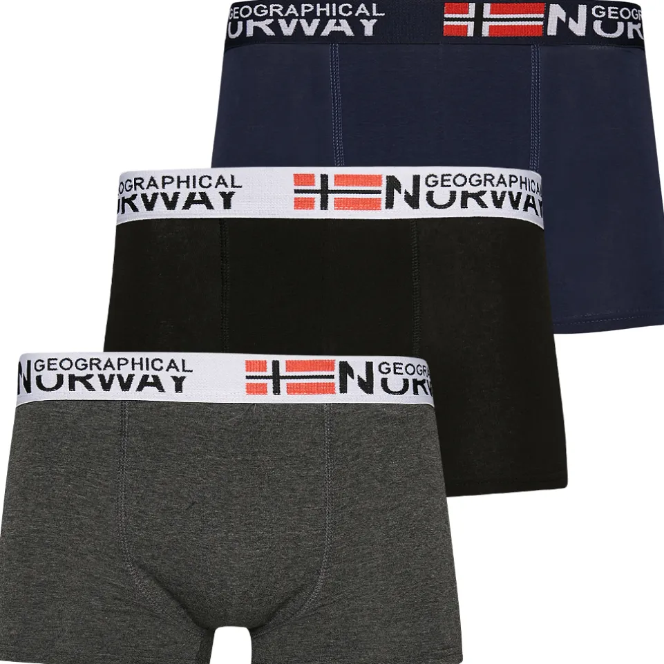 Geographical Norway Herren Boxershorts 3er-Pack Pack-3-Tricolor-White