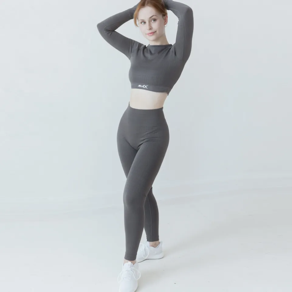 JELEX "Amelia" Damen Fitness Langarm Top grau