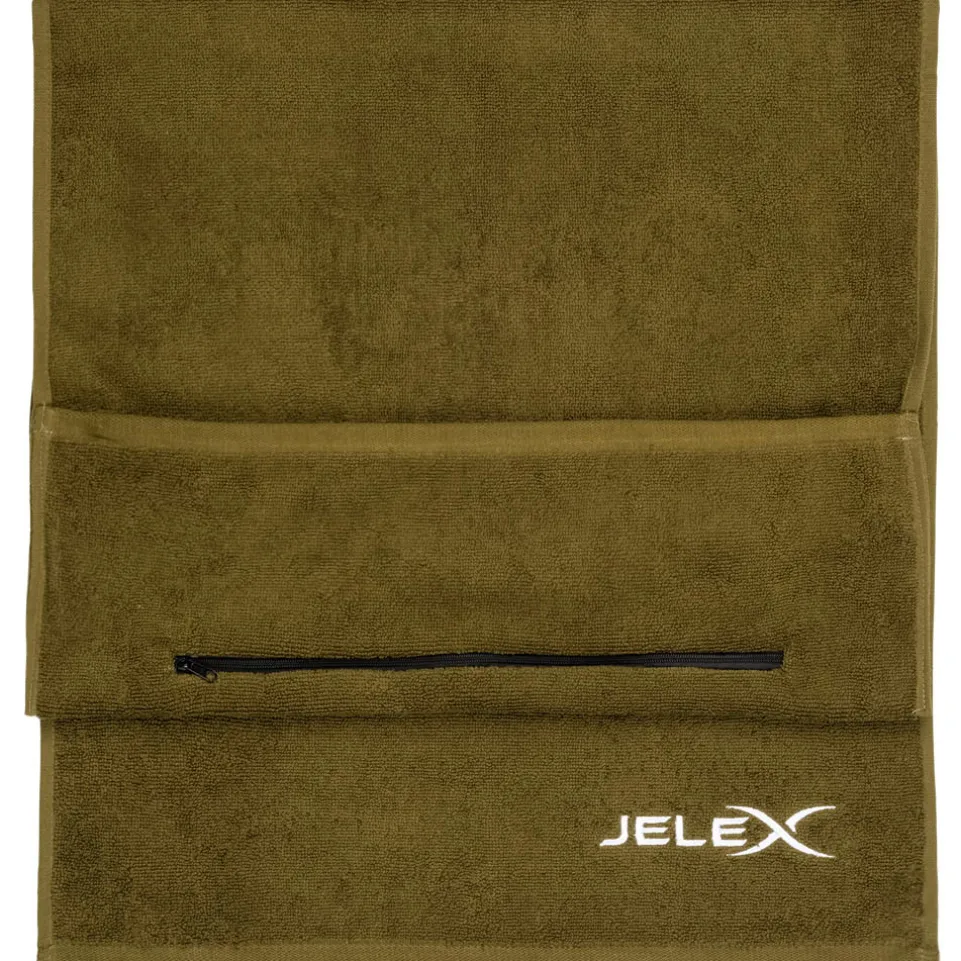JELEX "100FIT" Fitness Handtuch mit Zip-Tasche armygrün