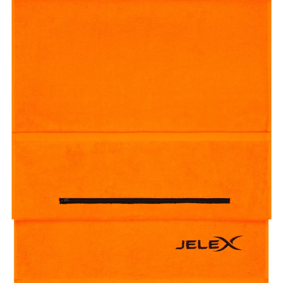 JELEX "100FIT" Fitness Handtuch mit Zip-Tasche orange