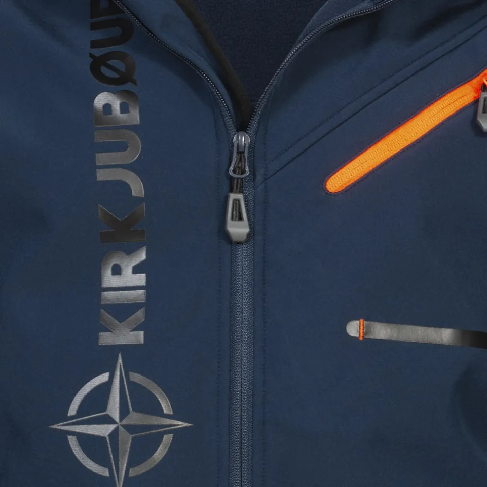 KIRKJUBØUR® "Alvik" Herren SOFTSHELLjacke 10.000 mm Wassersäule navy/orange