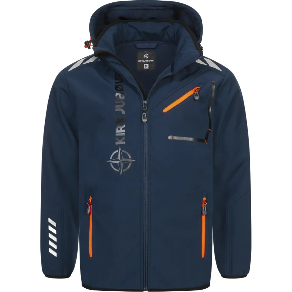 KIRKJUBØUR® "Alvik" Herren SOFTSHELLjacke 10.000 mm Wassersäule navy/orange