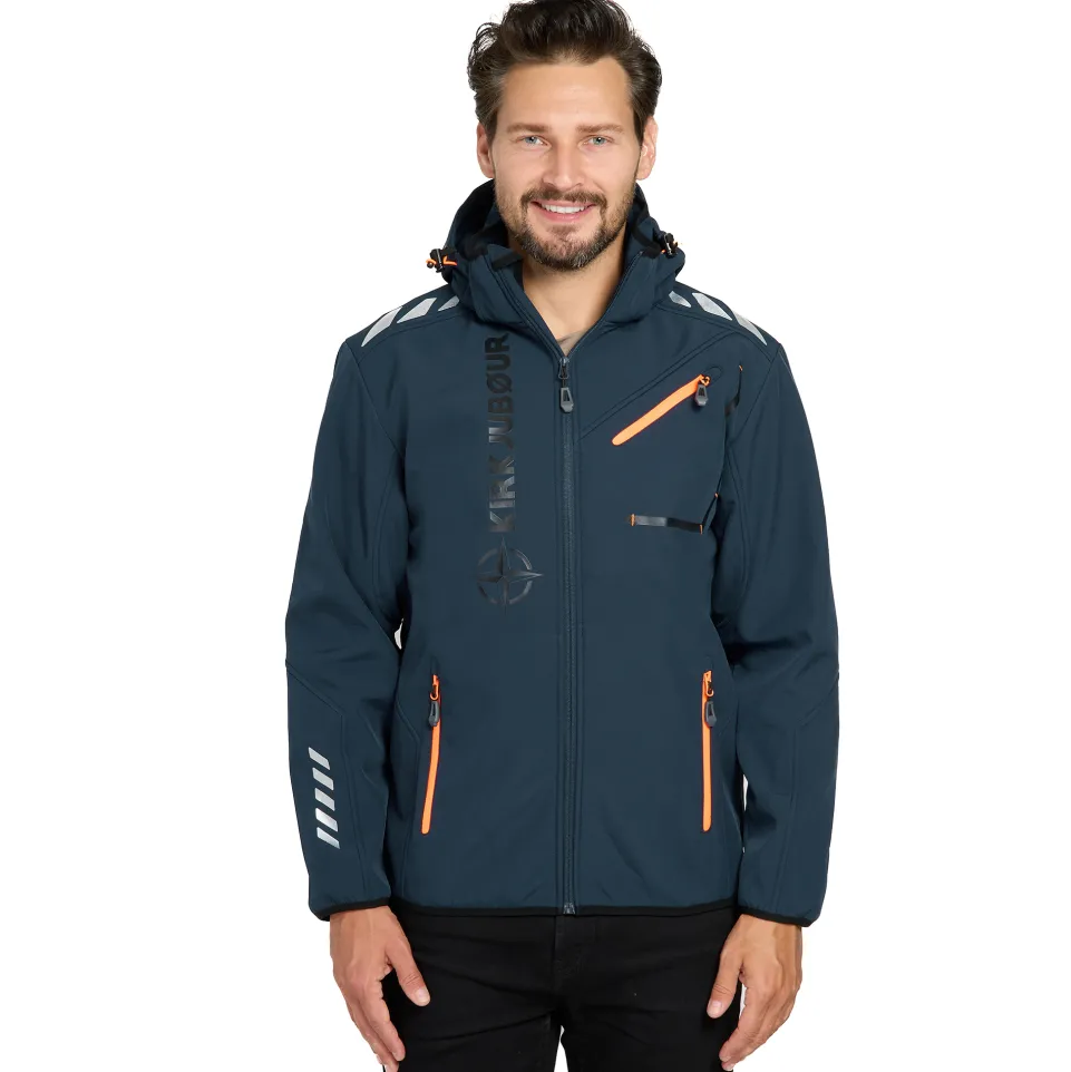 KIRKJUBØUR® "Alvik" Herren SOFTSHELLjacke 10.000 mm Wassersäule navy/orange