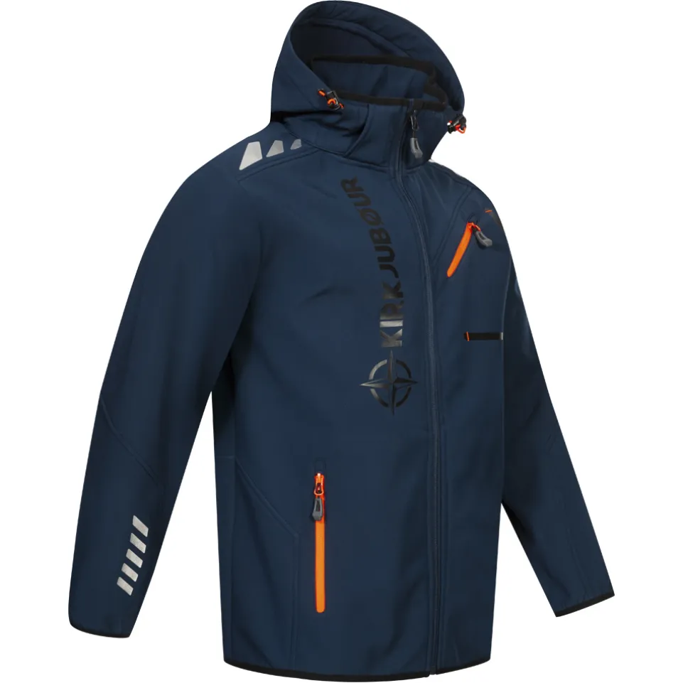 KIRKJUBØUR® "Alvik" Herren SOFTSHELLjacke 10.000 mm Wassersäule navy/orange