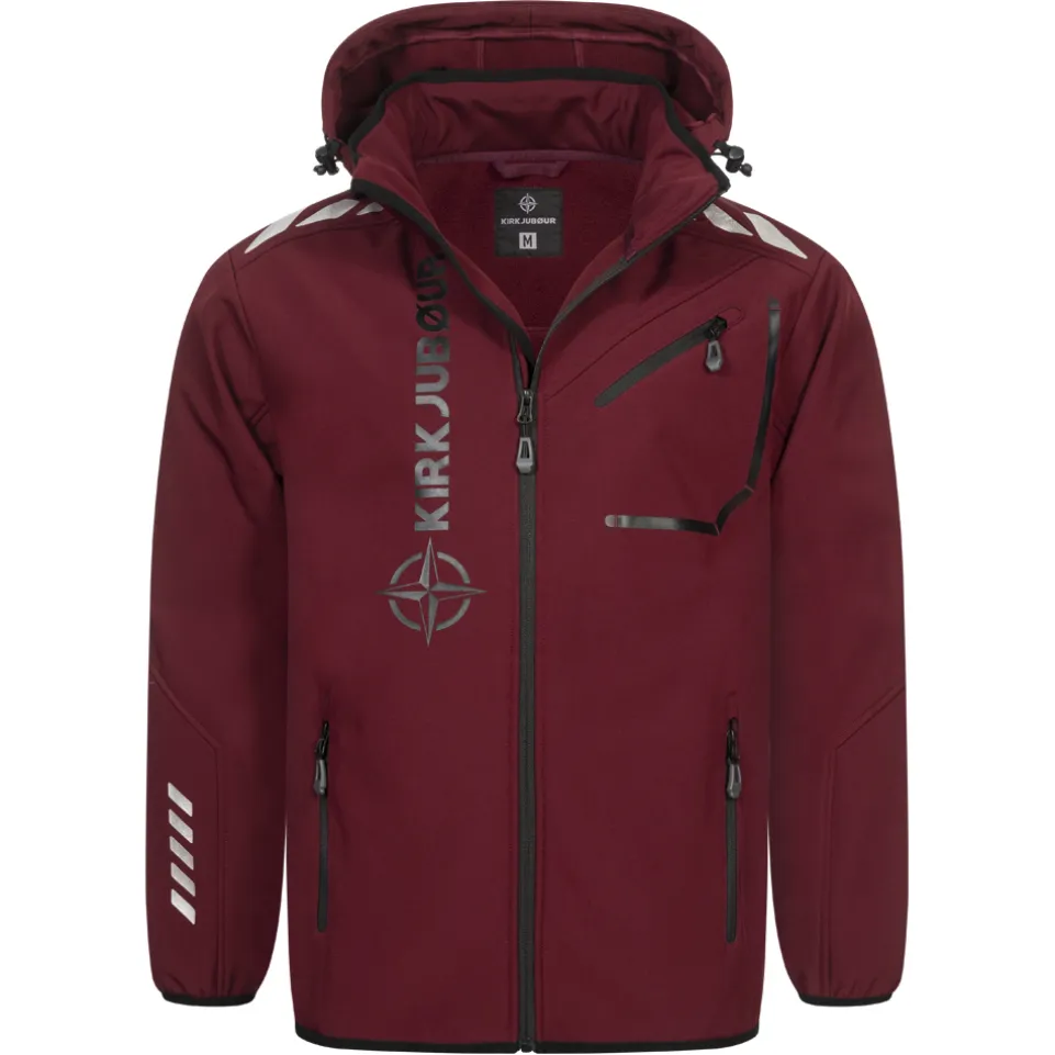 KIRKJUBØUR® "Alvik" Herren SOFTSHELLjacke 10.000 mm Wassersäule dunkelrot/schwarz