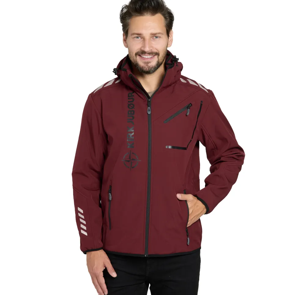 KIRKJUBØUR® "Alvik" Herren SOFTSHELLjacke 10.000 mm Wassersäule dunkelrot/schwarz