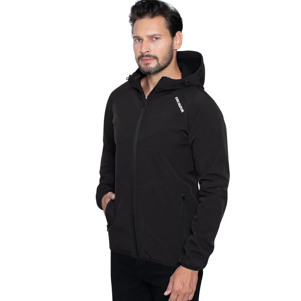 KIRKJUBØUR® "Njordr" Herren SOFTSHELLjacke 10.000 mm Wassersäule schwarz/hellgrau