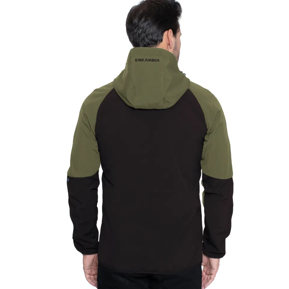 KIRKJUBØUR® "Njordr" Herren SOFTSHELLjacke 10.000 mm Wassersäule grün/schwarz