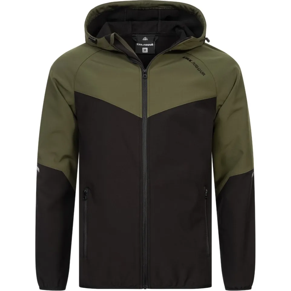 KIRKJUBØUR® "Njordr" Herren SOFTSHELLjacke 10.000 mm Wassersäule grün/schwarz