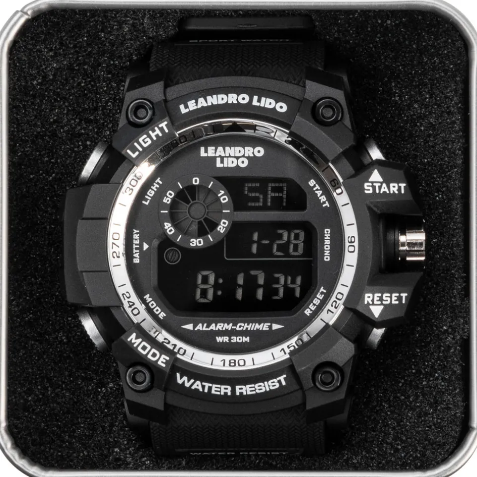 LEANDRO LIDO "Monza" Unisex Sport Uhr schwarz weiß