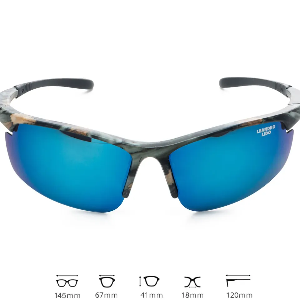 LEANDRO LIDO Power Sport Sonnenbrille camo/blau
