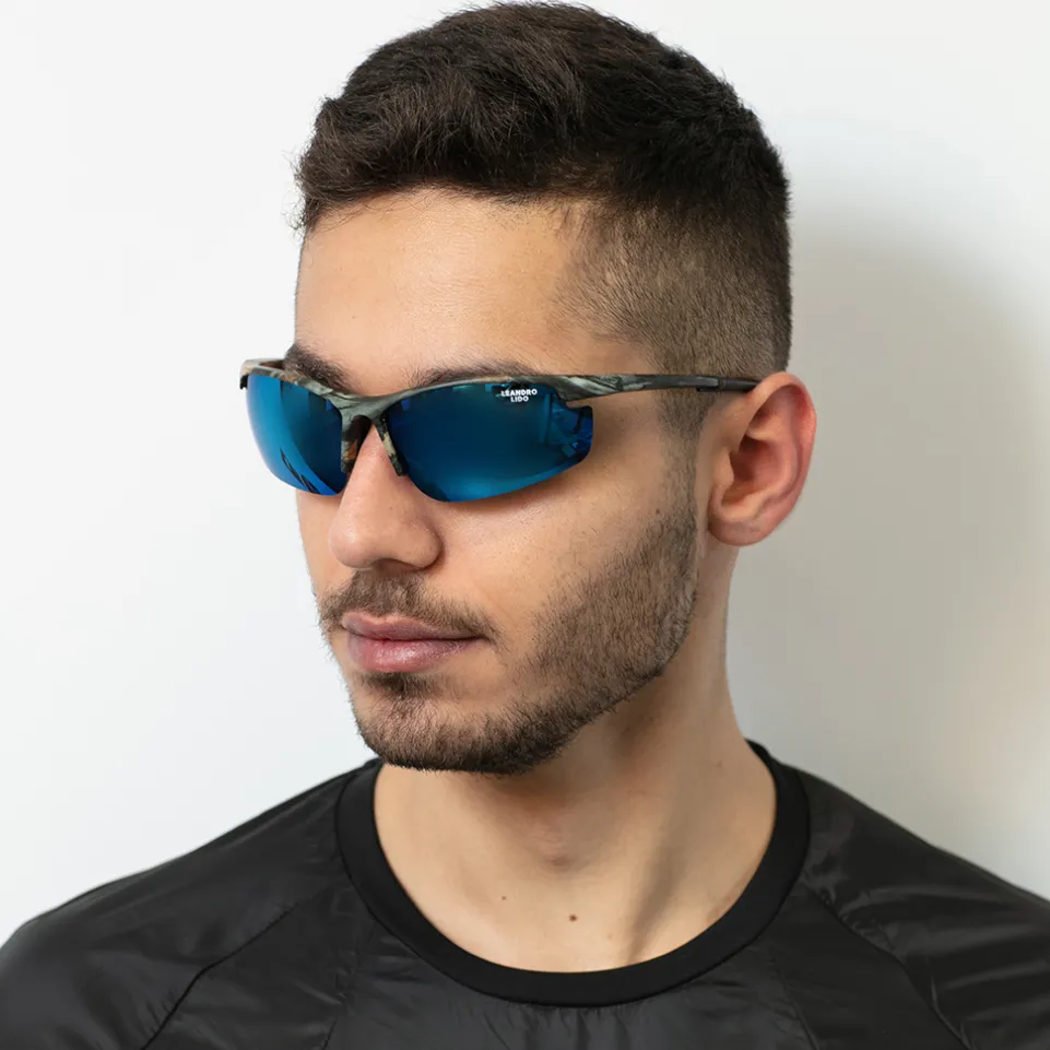 LEANDRO LIDO Power Sport Sonnenbrille camo/blau