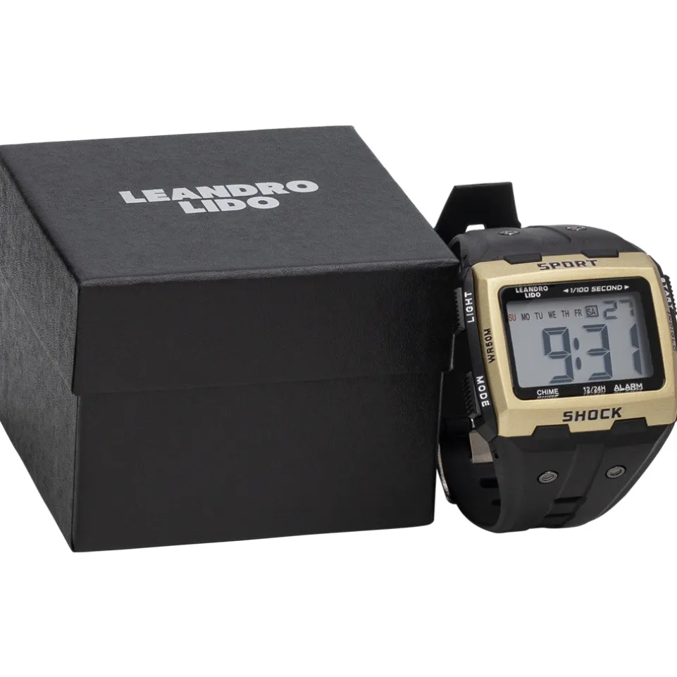 LEANDRO LIDO "Sterpeto" Unisex Sport Uhr gold/schwarz