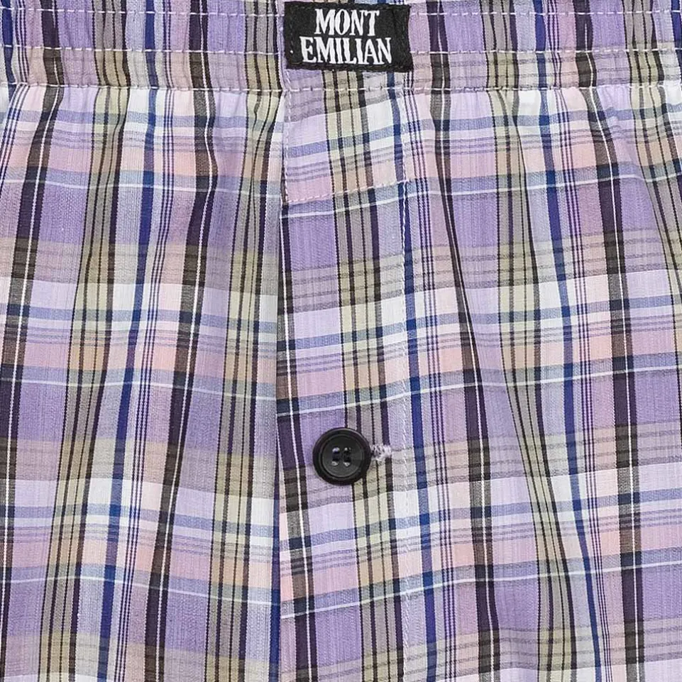 MONT EMILIAN "Nantes" Herren American Boxershorts 2er-Pack lila/karo