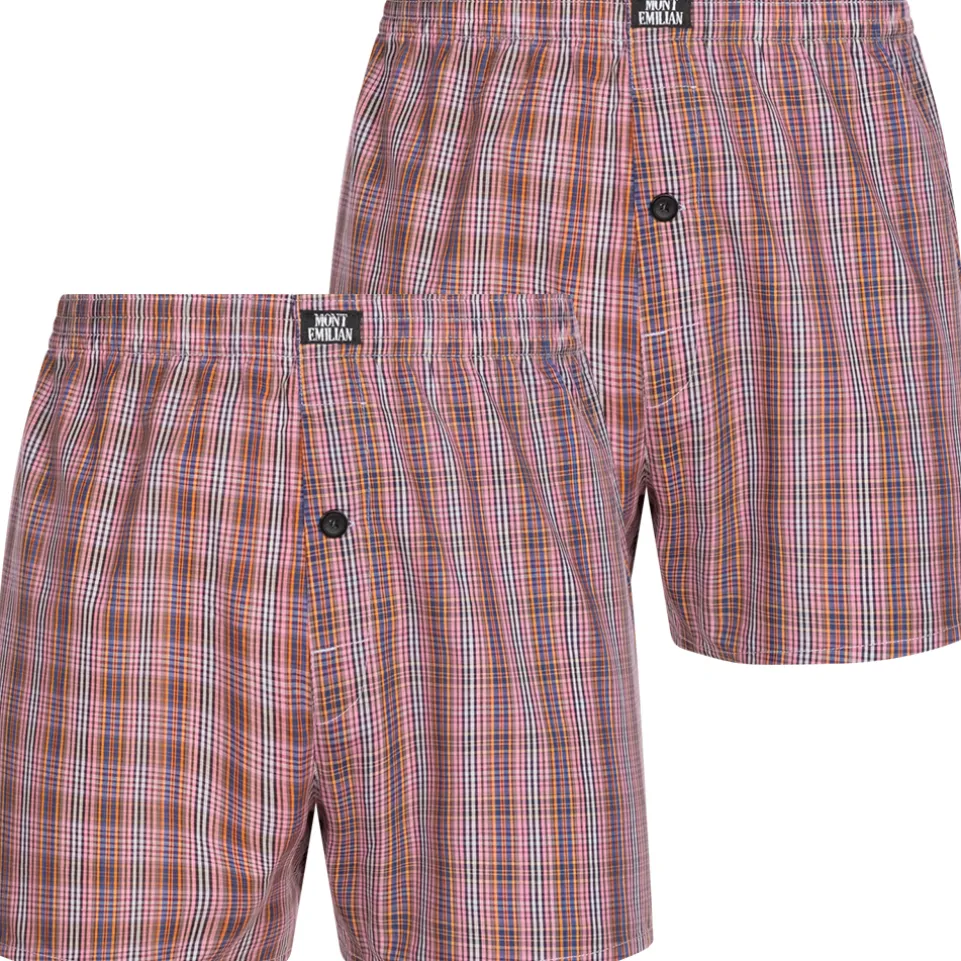 MONT EMILIAN "Nantes" Herren American Boxershorts 2er-Pack rot/karo