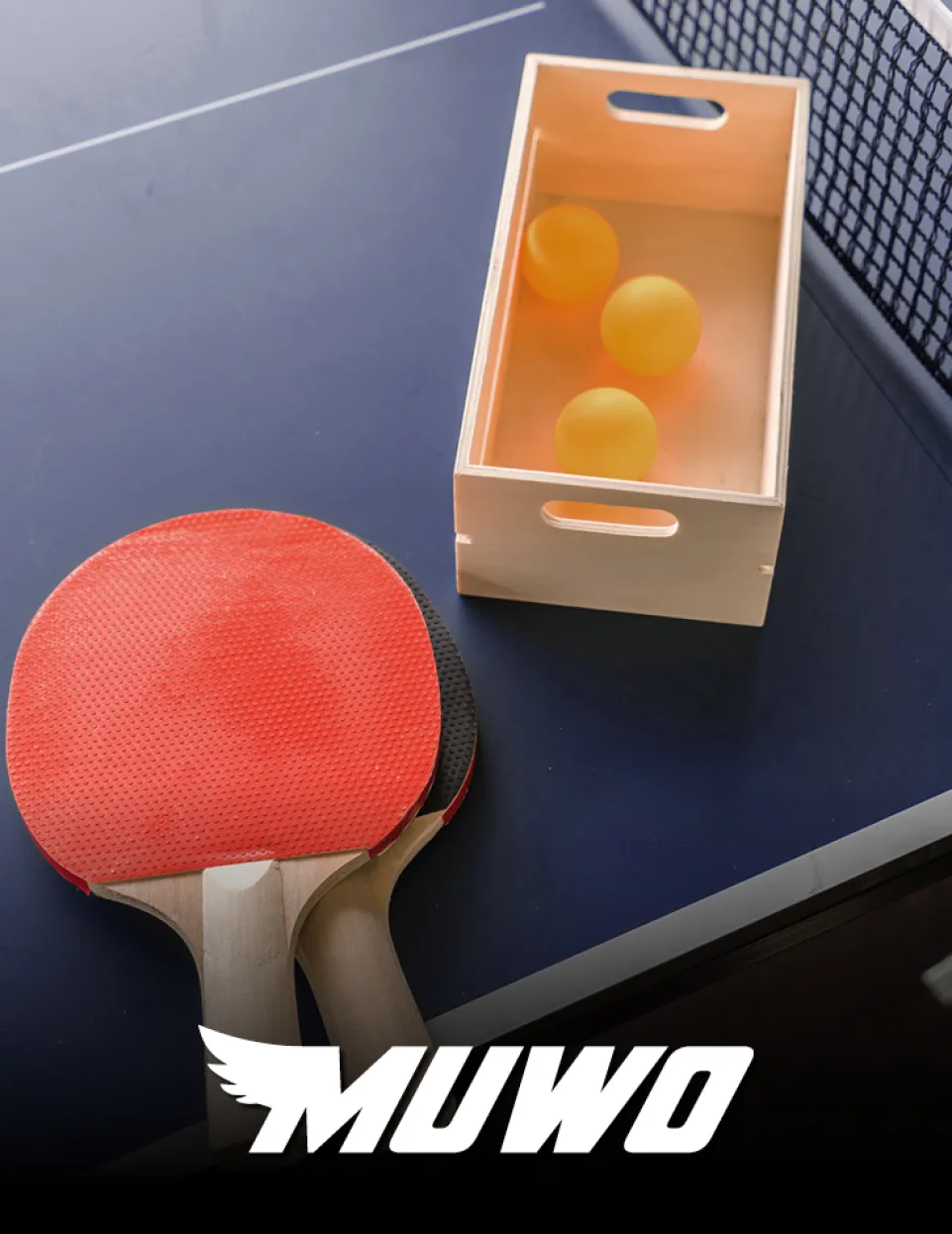 MUWO 2er-Set Tischtennis Schläger mit Netz und 3 Bällen