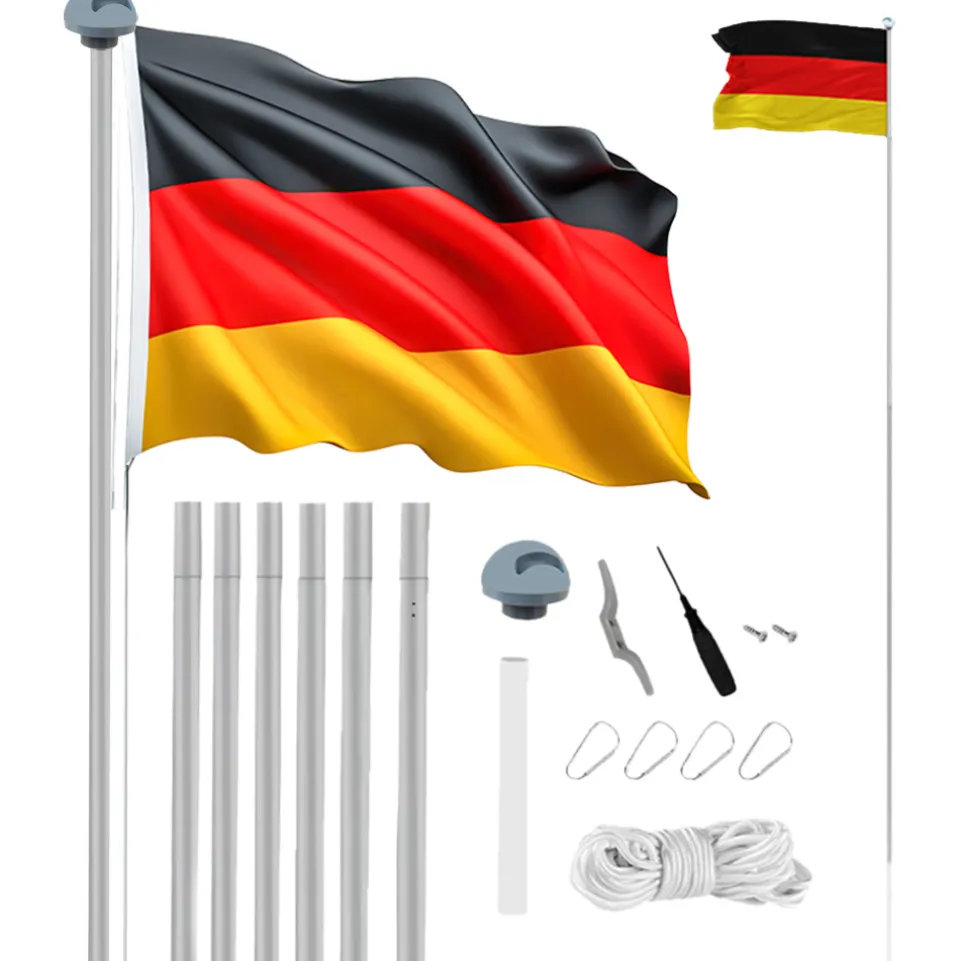 MUWO "Glory" Fahnenmast 6,1 m mit Bodenhülse silber