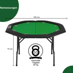 MUWO klappbarer Pokertisch für 8 Spieler grün