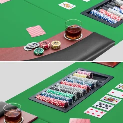 MUWO Pokertisch für 10 Spieler mit Dealerbereich und Chipablage grün