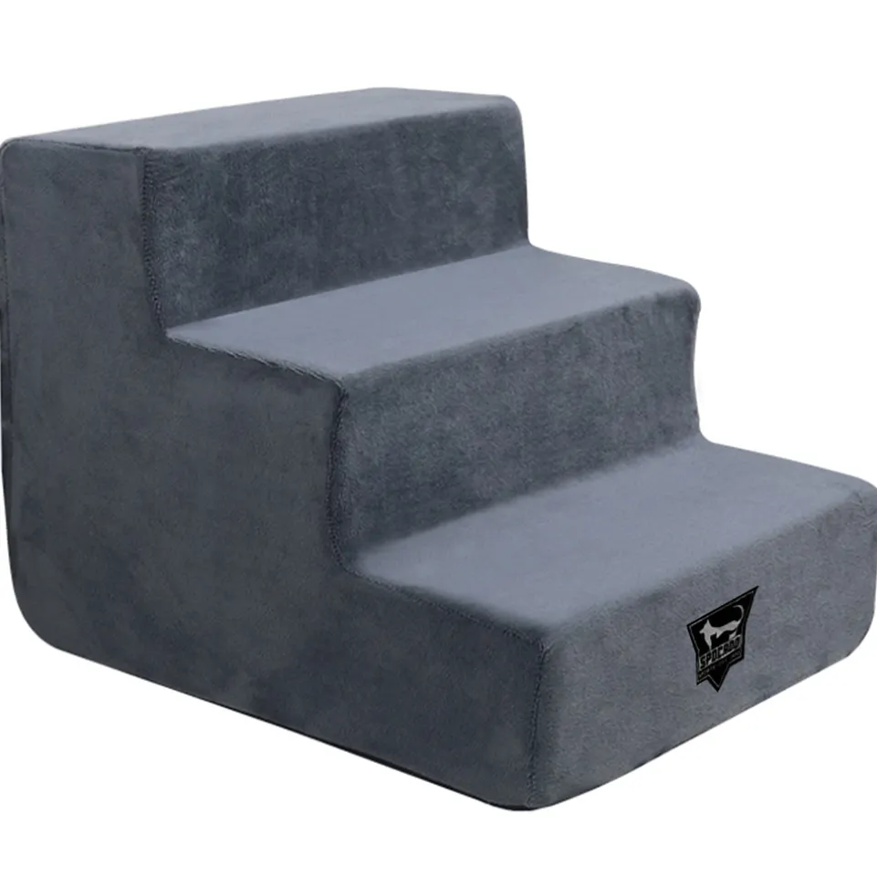 SPOCADO "Albion" Hundetreppe mit Plüschbezug 3-stufig grau