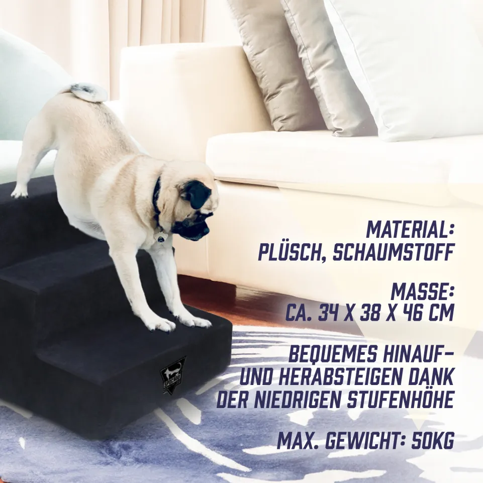 SPOCADO "Albion" Hundetreppe mit Plüschbezug 3-stufig grau