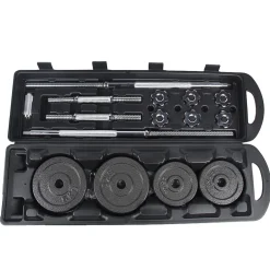 SPORTINATOR "Machine" 2-in-1 Kurz + Langhantel Set 40 kg mit Koffer