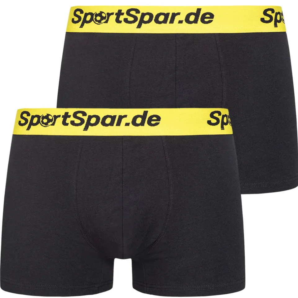 Sportspar.de Herren "Double Sparbuchse" Boxershorts 2er-Pack schwarz-gelb