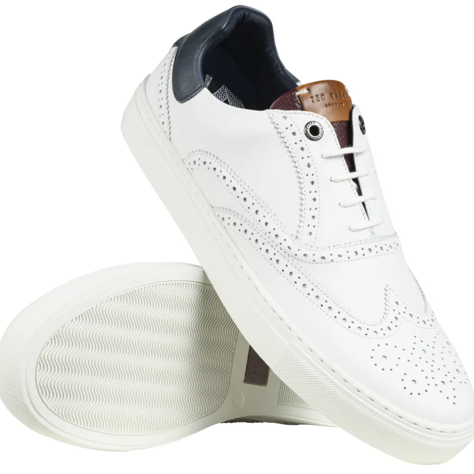 TED BAKER Dennton Cupsole Herren Leder Schuhe 243218-WHITE