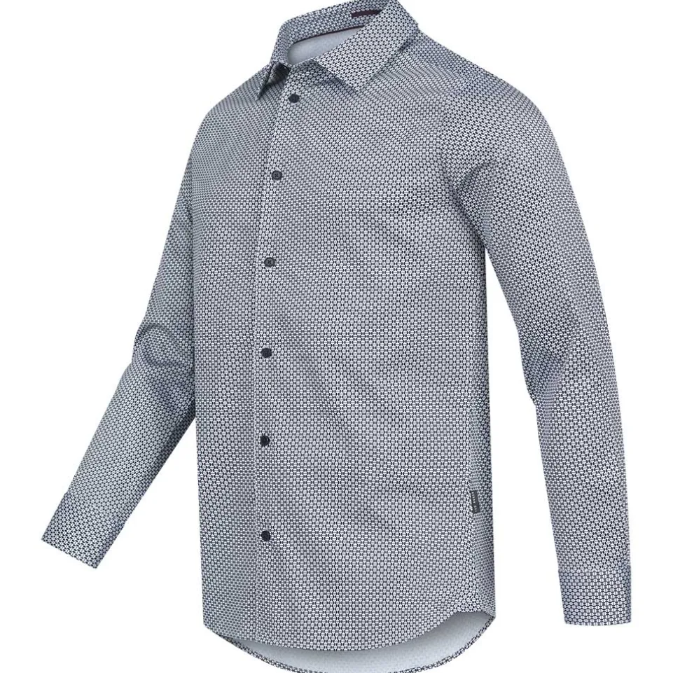 TED BAKER Faenza Geo Herren Langarm Hemd 272167-NAVY