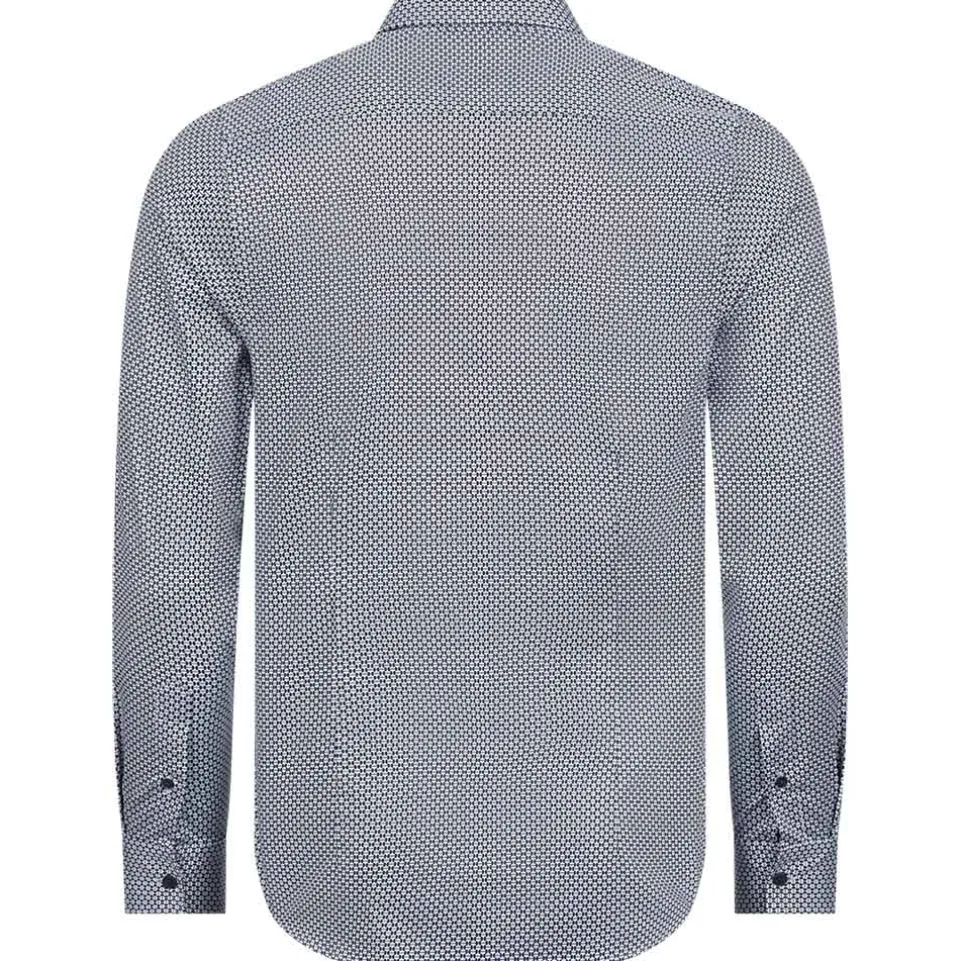 TED BAKER Faenza Geo Herren Langarm Hemd 272167-NAVY