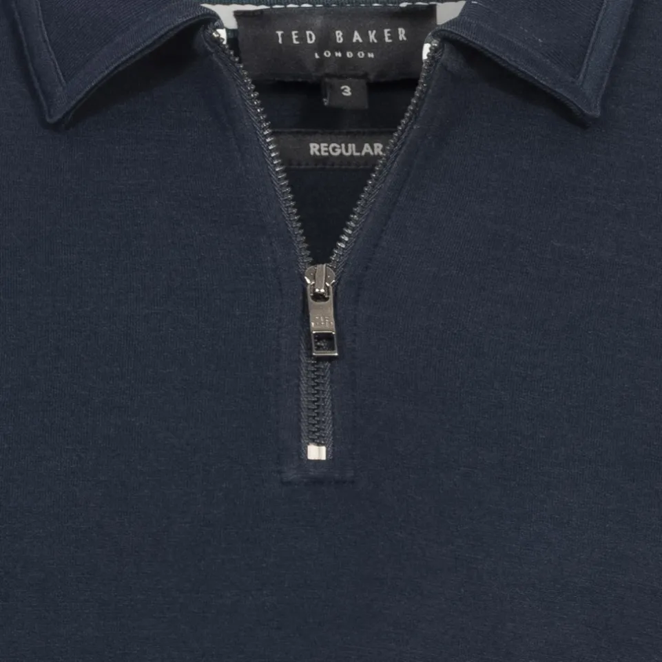 TED BAKER Karpol Soft Touch Herren Sweatshirt mit Kragen 269623-NAVY-BLUE