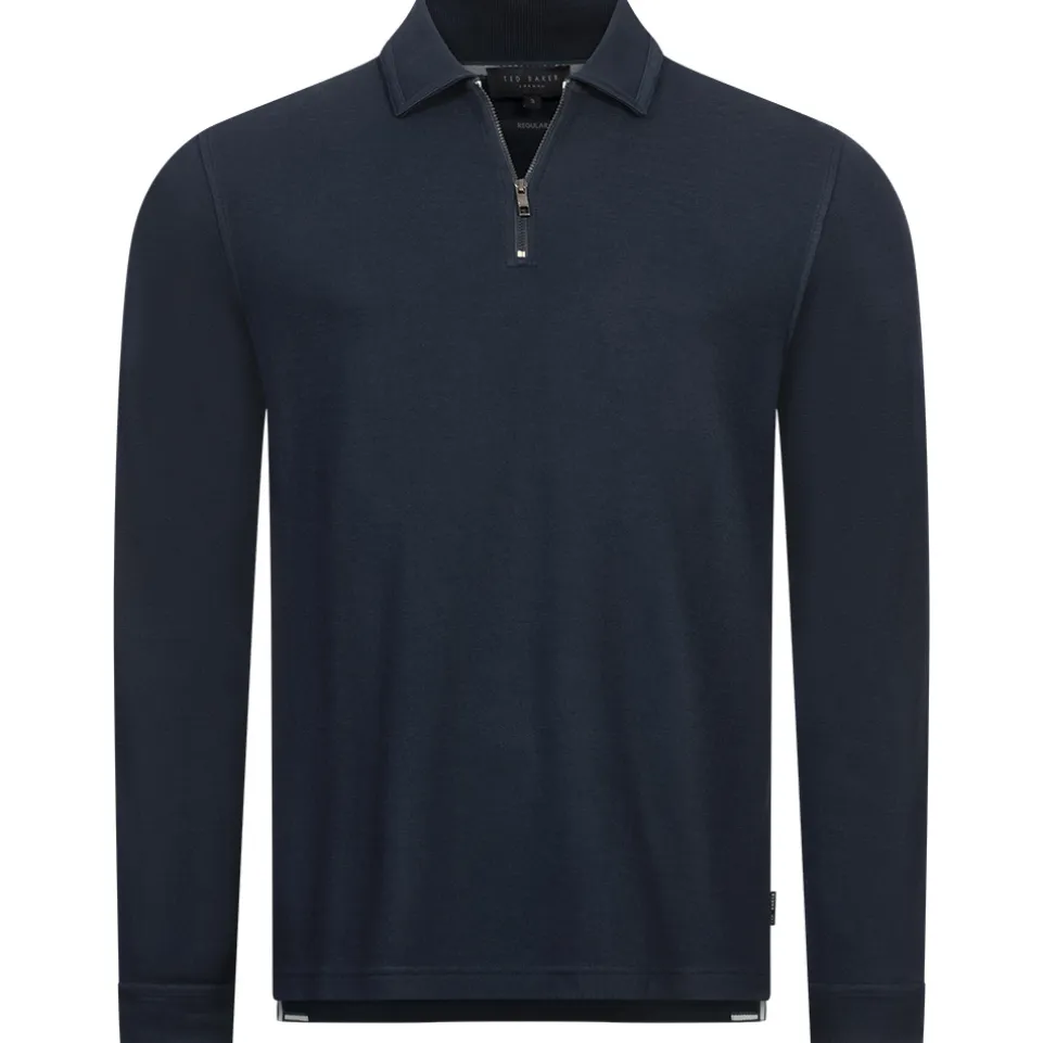 TED BAKER Karpol Soft Touch Herren Sweatshirt mit Kragen 269623-NAVY-BLUE